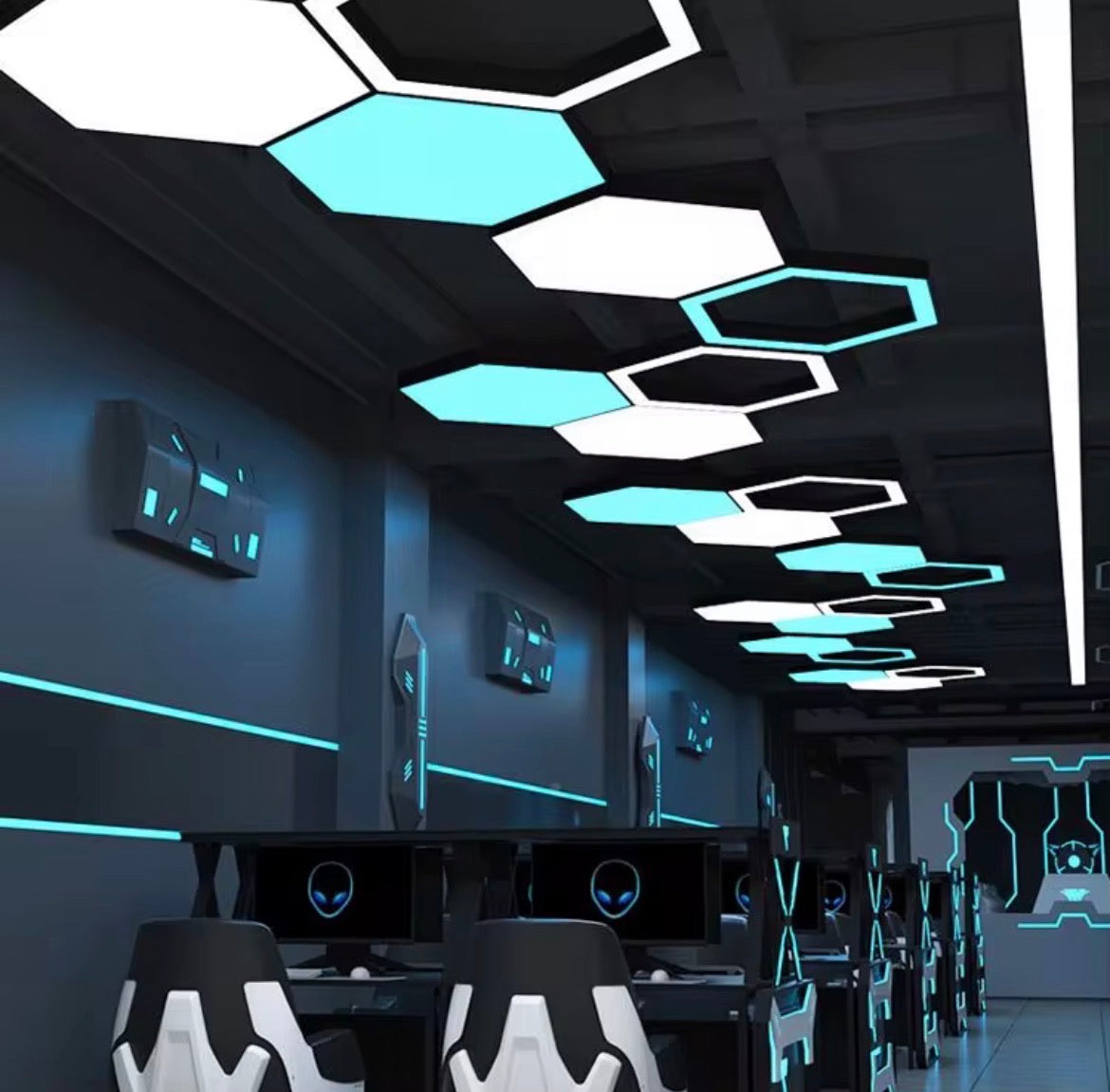 Panneaux LED futuristes Solides Hexagones GlowPanel™ – Éclairage gaming et design